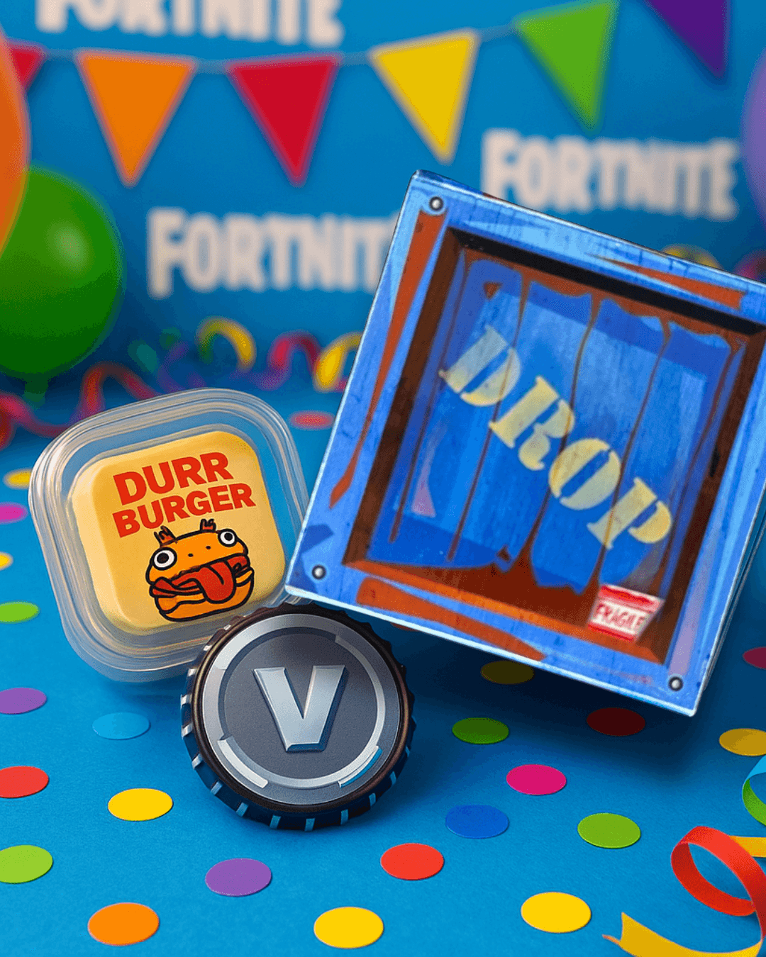 Fortnite Drop Loot โ Fysieke Traktatie (Alleen NL) | Incl. But ox, Candy, Sticker, Chocolade & Ballon