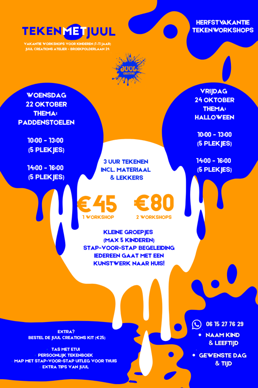 Kinder Tekenworkshop Herfstvakantie – Halloween & Paddenstoelen