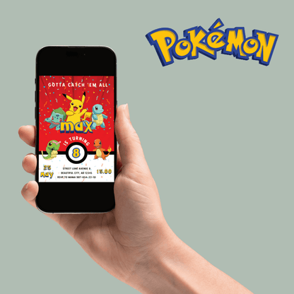 Printable Pokemon Birthday Invitation, B-day invite, Editable Invitation