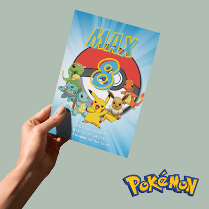 Printable Pokemon Birthday Invitation, B-day invite, Editable Invitation