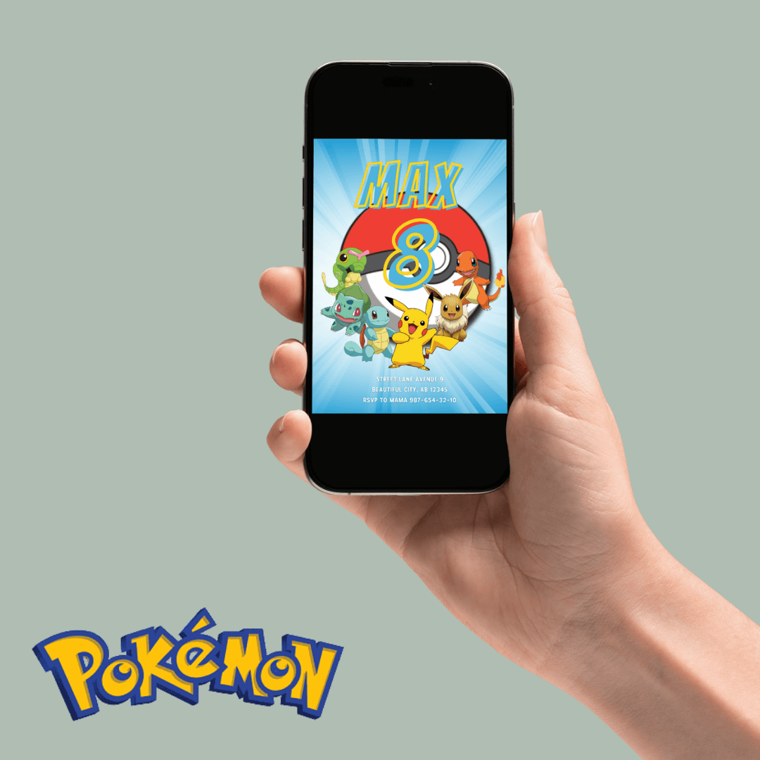 Printable Pokemon Birthday Invitation, B-day invite, Editable Invitation